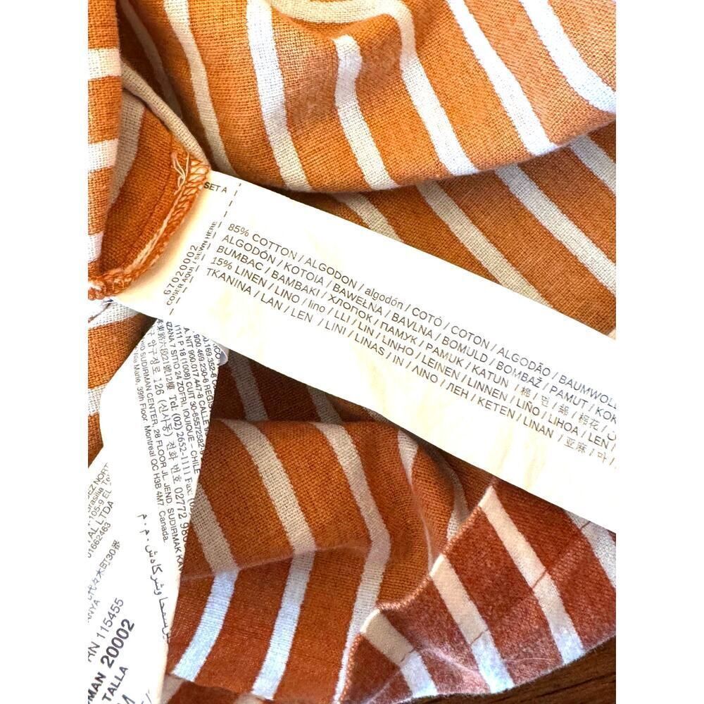 Mng Mango Rust White Vertical Stripe Button Front… - image 8